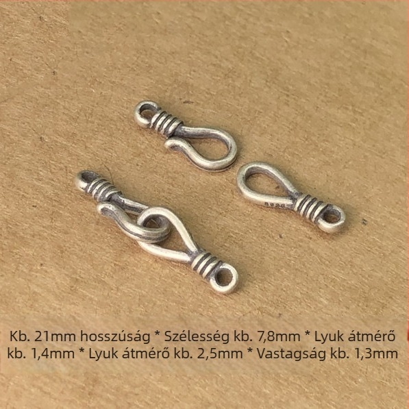 Karkötőhöz/nyaklánchoz használható összekötő csat – S925 ezüst, horog alakú halcsat és kérdőjel alakú csat, retro kis csatfej, DIY fonott zsinór, 2023 tavasz