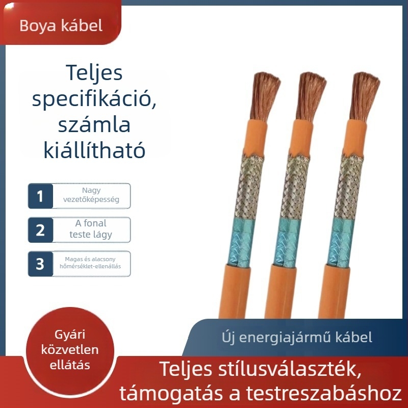 EV magasfeszültségű árnyékolt kábel szilikon burkolattal, XLPE szigeteléssel, oxigénmentes rézvezető, egymagos, 1500 V DC