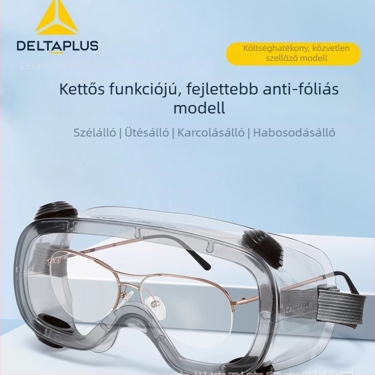 Delta 101124 védő szemüveg PC lencsékkel, állítható keret, fröccsenés elleni és párásodás elleni védelem