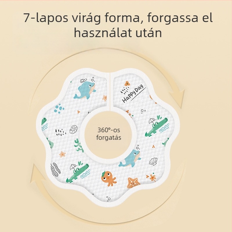 Egyszer használatos, vízálló bébikendő, nem szövött anyagból, mesés mintával, 0–1 év közötti babák számára