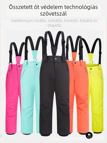 Gyerekek sí overál pántos – vízálló, szélálló, lélegző, gyorsan száradó, meleg; anyag: poliészter; töltet: selyemrost