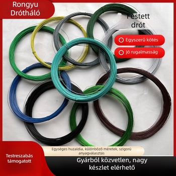 Kertészeti műanyag bevonat kötöző huzal — alacsony széntartalmú acél; egyszálas csavarodás; jobbkezes csavarodás; nagy húzószilárdság; alkalmas növények kötözésére, hálókészítésre és kézműves projektekre.