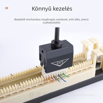 Öt pár kábelvágó 110-es típusú telefonos elosztókerethez, huzallyukasztó eszközzel — kopásálló, magas széntartalmú acél