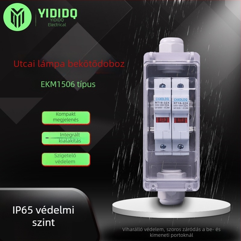 EKM-1506 Községi utcai világítási elosztódoboz, csatlakozódobozzal és légkapcsoló védődobozzal, világítási vezérlő doboz