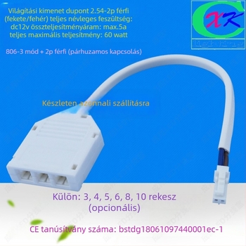 LED elosztó doboz: 1 bemenet, 6 kimenet, DuPont 6‑pin csatlakozók, LED világításhoz