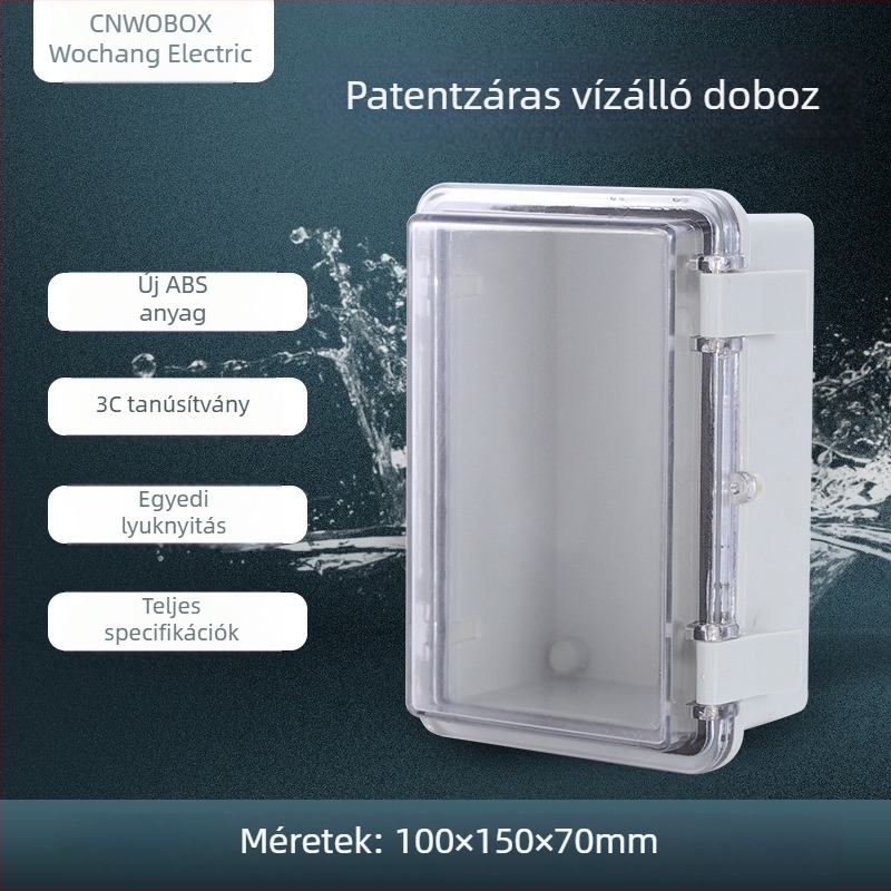 Wochang Átlátszó vízálló kötődoboz, 150 × 100 × 70 mm, ABS műanyag, magas tömítés