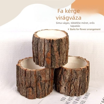 Karácsonyi virágtartó vödör fakéreg-textúrával — kosár virágos kompozíciókhoz, asztali növénytartó, készleten
