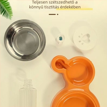 Automata kettős tál macskának – műanyagból, Le Teng márka
