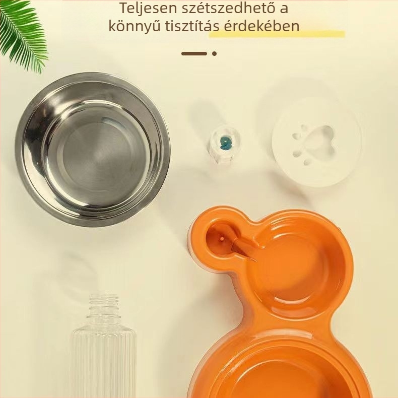 Automata kettős tál macskának – műanyagból, Le Teng márka