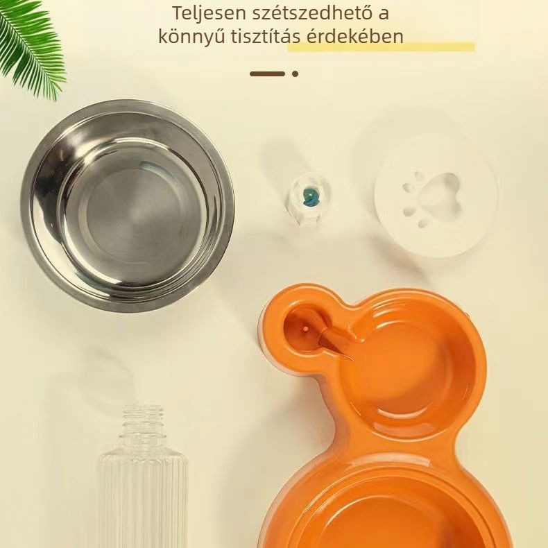 Automata kettős tál macskának – műanyagból, Le Teng márka