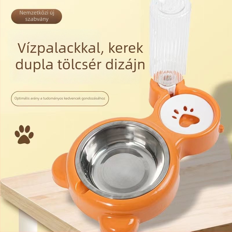 Automata kettős tál macskának – műanyagból, Le Teng márka