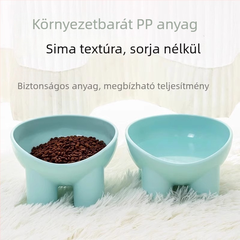 Emelt etetőedény macskáknak és kutyáknak nyakvédő dizájnnal, ferde etető és víztál