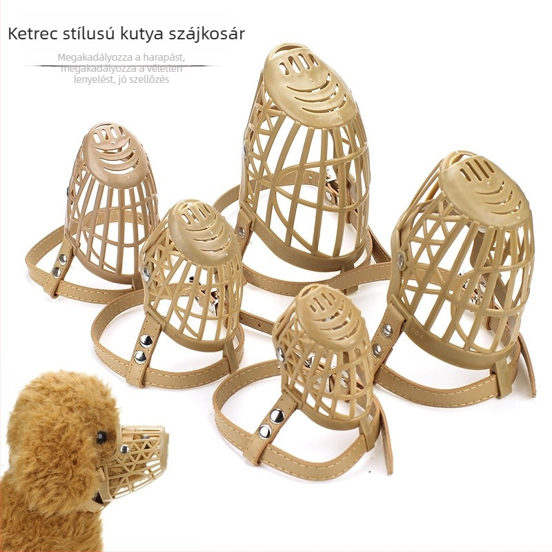 Kerítés-stílusú puha műanyag kutyaszájkosár, állítható, harapás elleni