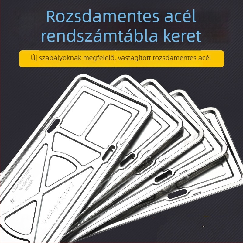 Rozsdamentes acélból készült rendszámtábla keret, univerzális illeszkedés, tömeg 0,25 kg, modell: kártyatartó 0,25 kg