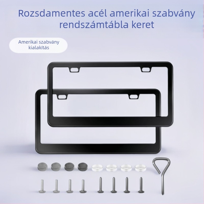 Rozsdamentes acélból készült autó rendszámkeret, modell LWWJ-102, kompatibil autókhoz, kiegészítő száma LWWJ-0012, márka WZPF