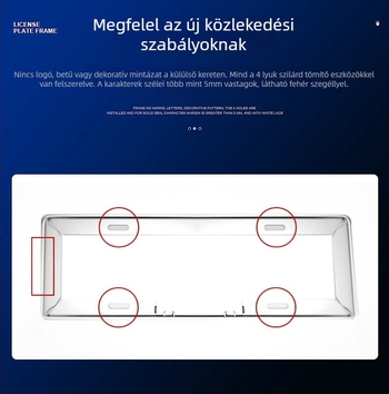 Magnéziumötvözetből készült, vastagított rendszámtábla-keret, fekete homokfújt oxidált felülettel, egyszerű, elegáns dizájn