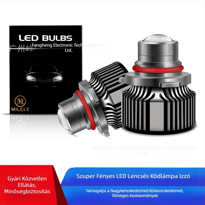 12V-os LED ködlámpa autóhoz, lencsével, kompatibilis 9006/9005, első ködlámpa H8/H11, 6500K, 20W