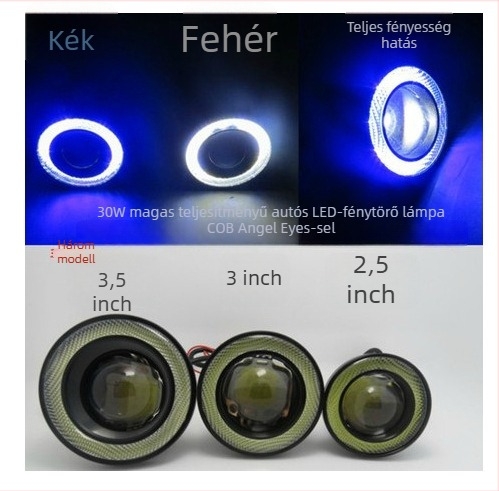 COB Angel Eye ködlámpa, 12V, 30W, alumíniumötvözet, 6000K
