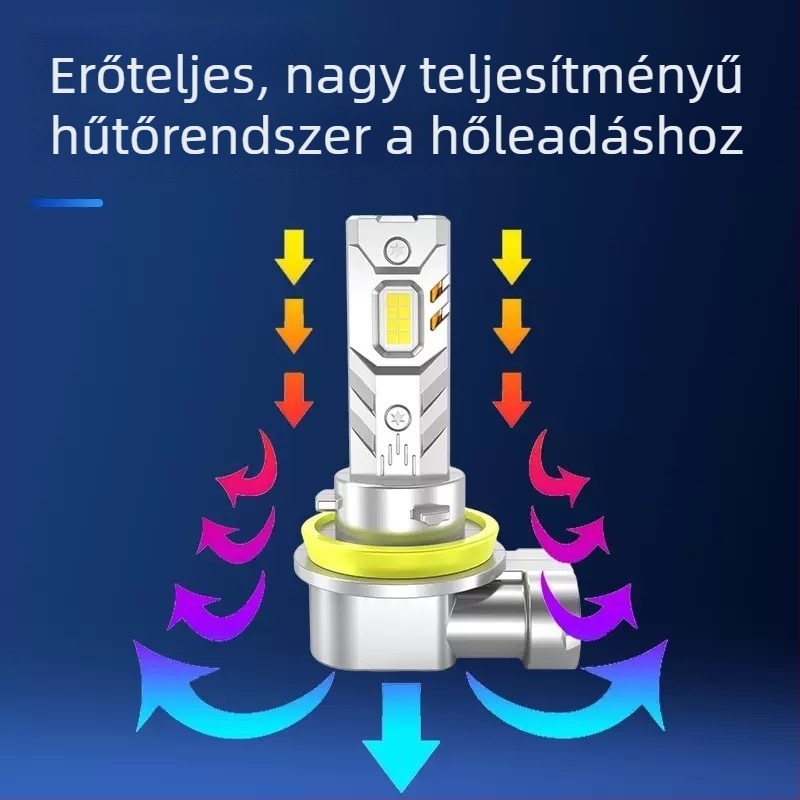 Z6 autó LED fényszóró integrált LED-del, mini Plug-In H1/H7/H11/H4, 6000K, 60W, IP68, 6000 lm