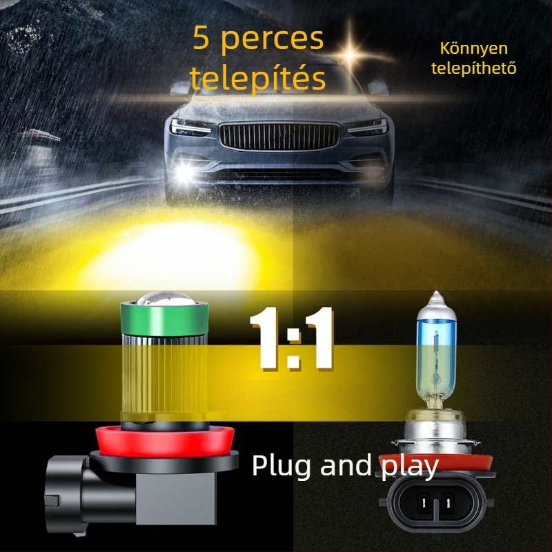 H11 LED ködfényizzó lencsével autóhoz – magas fényerő, 2000-3500 lm, 12V, IP68