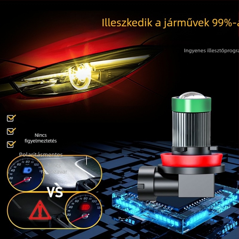H11 LED ködfényizzó lencsével autóhoz – magas fényerő, 2000-3500 lm, 12V, IP68