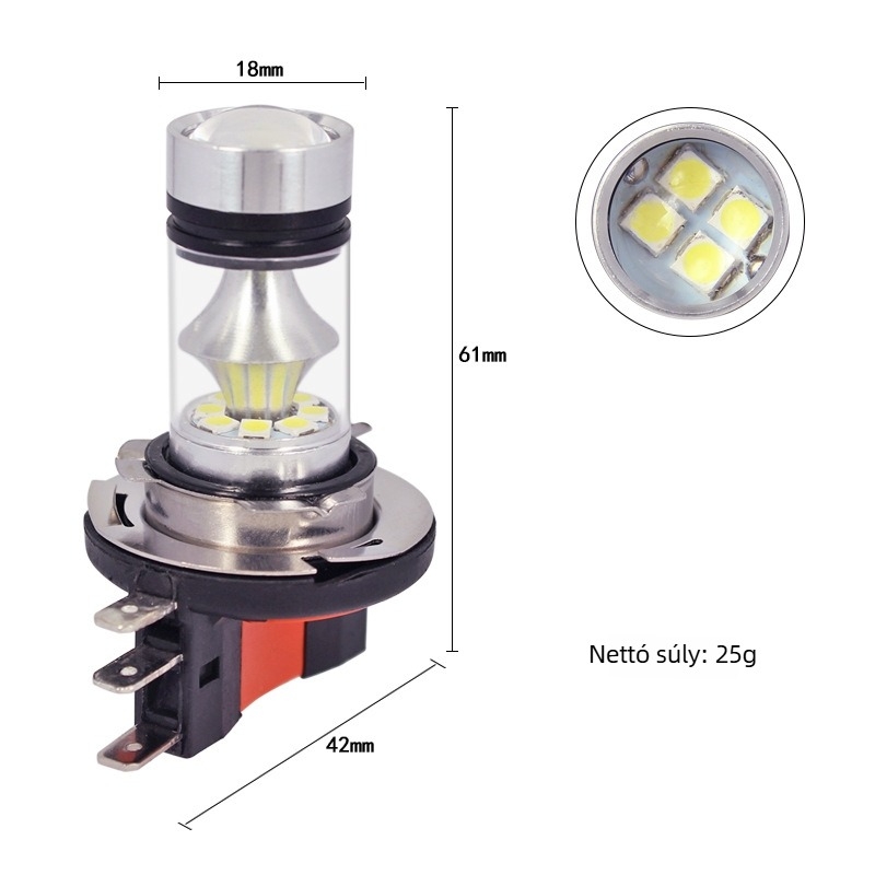 Elülső LED ködlámpa H15, 100W, 12-24V, 2835 LED fényforrás