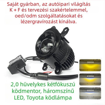 Elülső LED ködlámpa, 12V, 5000 lm, 6000–6500K, Modell W0925-230120