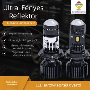 LED autófej lámpa lencsével, háromszínű 3000K/4300K/6000K, alacsony/magas fény 22W/30W, DC 9–16V, 2800 lm, Mátrix optika