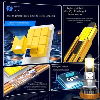 Előre LED autófényszóró, integrált kialakítás, 80–90W teljesítmény, 12V, LED fényforrás, alacsony fény