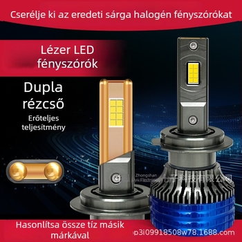 Magas teljesítményű autós LED fényszórók, kettős rézcsővel, ultra-fényes elülső világítás alacsony és magas fénysugárral, kompatibilis H4/H7/H11