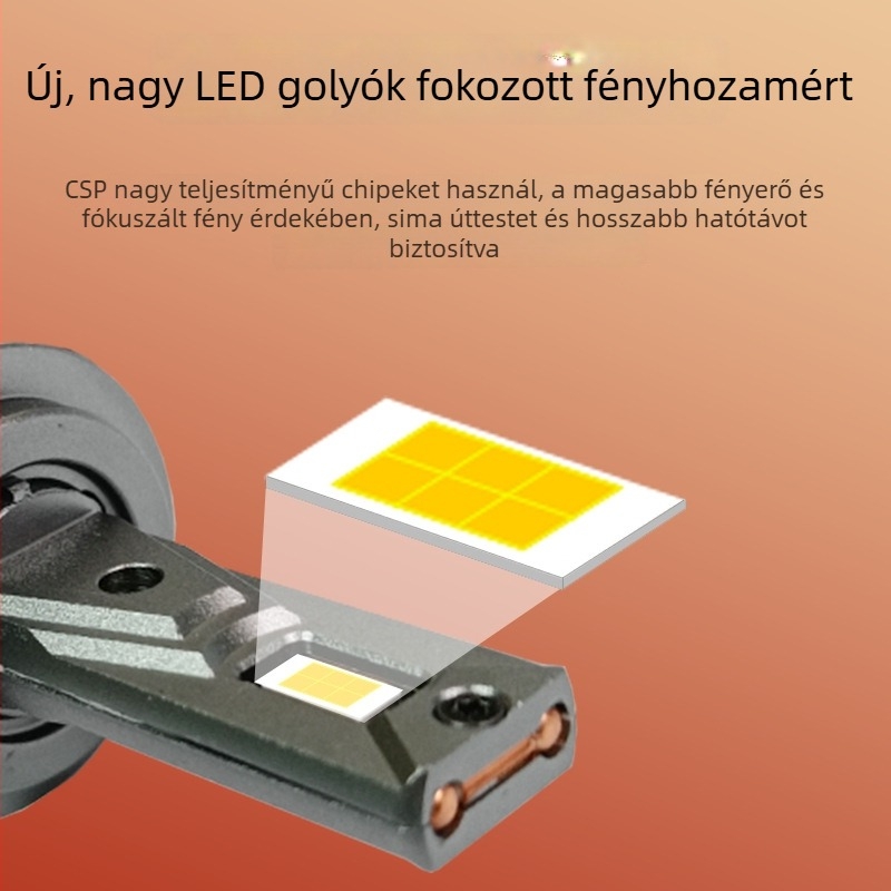Autó LED fényszóró, nagy teljesítményű 200W, 9-36V, egy rézcső, kompatibilis H1/H7/H9/H4/9012/9006/9005