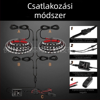 Jedison RGB LED-szalag a csomagtartóhoz pickup autókhoz, 12V, műanyagból