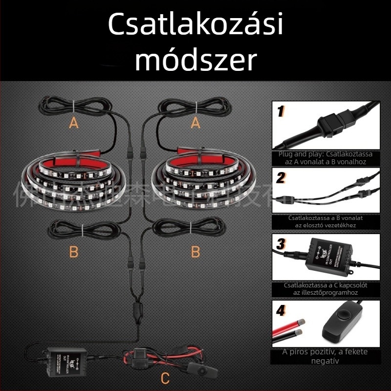 Jedison RGB LED-szalag a csomagtartóhoz pickup autókhoz, 12V, műanyagból