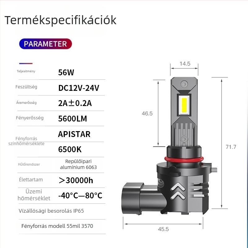 LED autó lámpák, közvetlen csatlakozás, 50W, 12V, IP68, kompatibilis H1/H7/H11/H4/9005/9006/9012