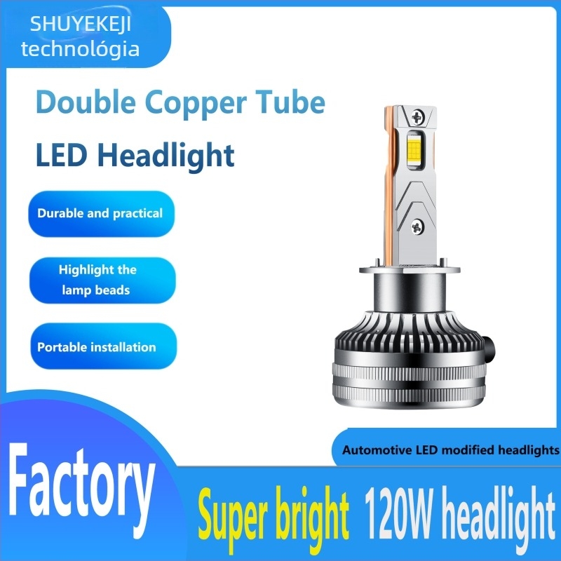 LED autólámpa dupla rézcső dizájnnal, 60W, 12-24V, 12000 lm, IP68