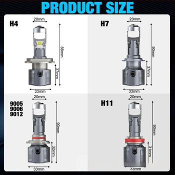 A80LED autófényszóró kettős fókuszú lencsével H4/H7/H11, 120W, 29000lm, 12V, IP68, 50000h