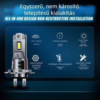 M7-H7 autó LED-fényszórók, kétoldalas, 8 LED-del, 55W, 12–24V, CSP3570, IP68, 29800 lm