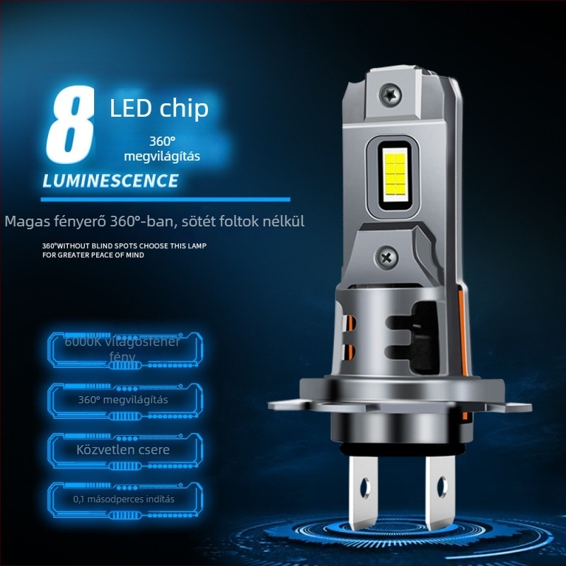 M7-H7 autó LED-fényszórók, kétoldalas, 8 LED-del, 55W, 12–24V, CSP3570, IP68, 29800 lm