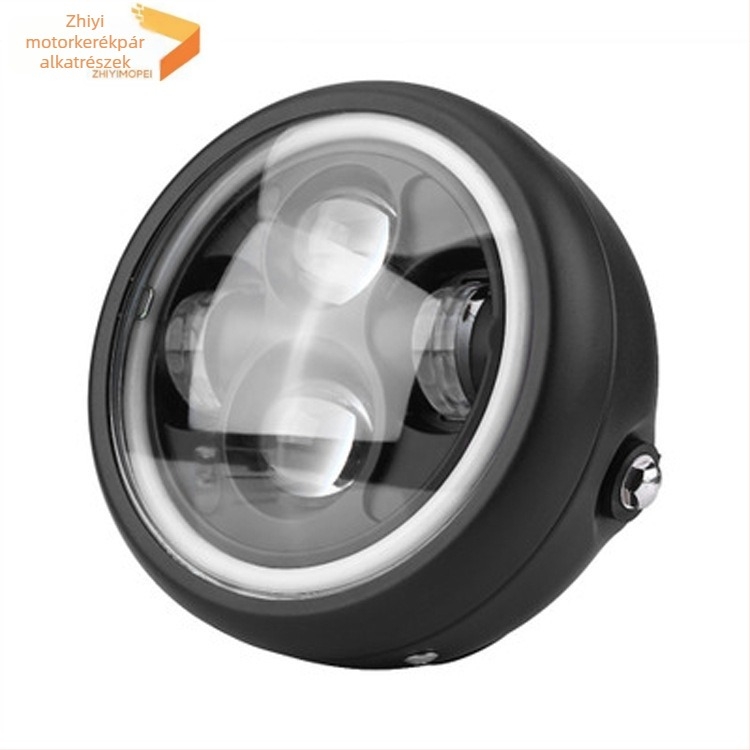 Motorkerékpár fényszóró Harley-stílusú retro LED-del, fém + LED, 30W, 12V, modell zy1131, univerzális kompatibilitás