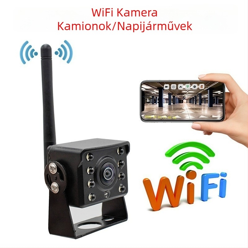 Jármű WiFi-kamera 12-24V rendszerekhez, 1024x600 felbontás, 90° látószög, AHD WIFI jel, modell H-CAR-7-1WS