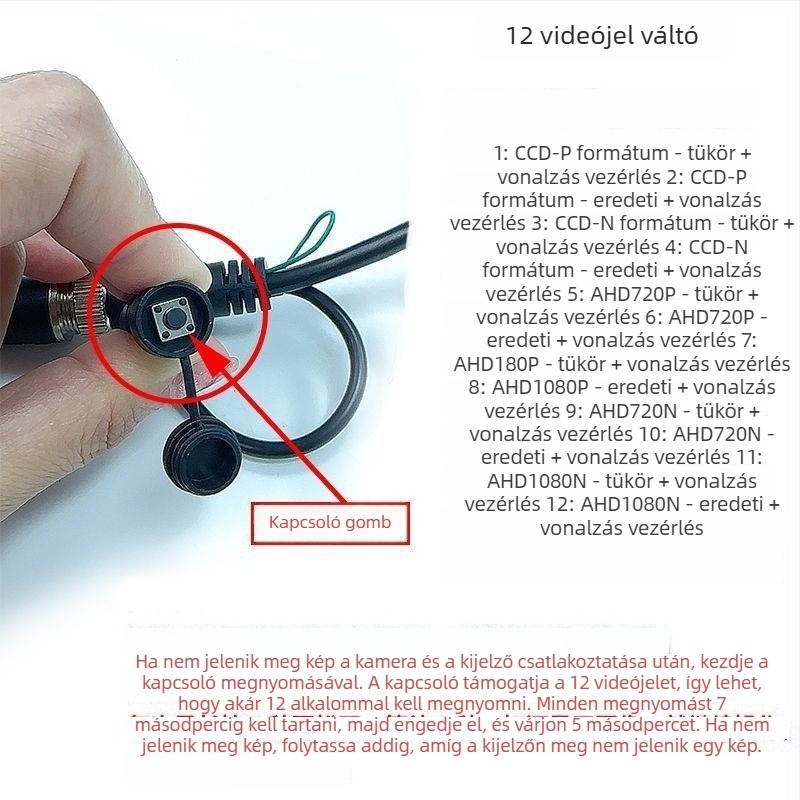 Teherautó négycsatornás hátrameneti kamera HD AHD-vel OEM kijelzőhöz, 1280x720