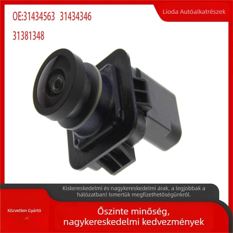 Volvo S60/XC60/XC90 hátsó kamera, modellek 31434563 és 31434897, 12V tápegység, 170° látószög, felbontás 480x600, műanyag ház.
