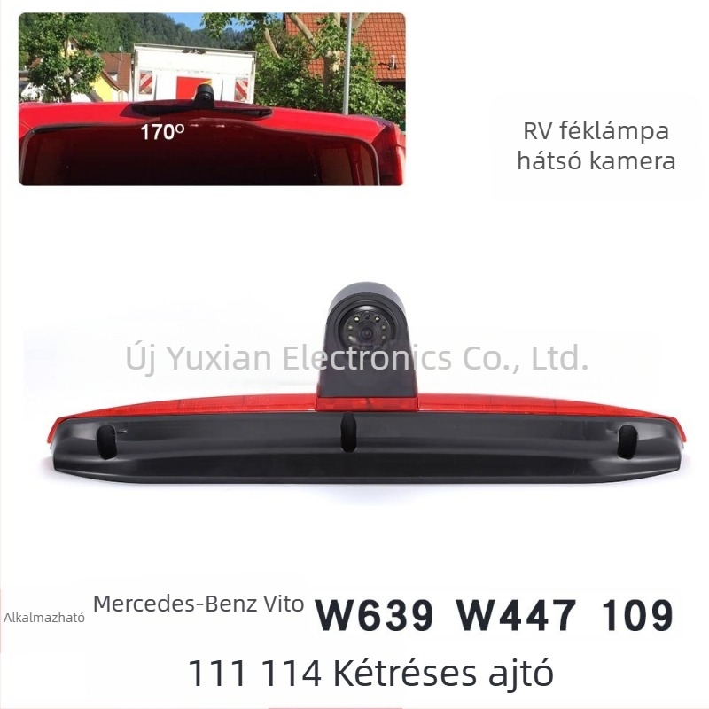 Mercedes-Benz Vito W639/W447 hátsó kamera, magas fényvisszaverő fényforrású (Model 7244), 12V, NTSC, Felbontás 628x586, Szabályozható látószög
