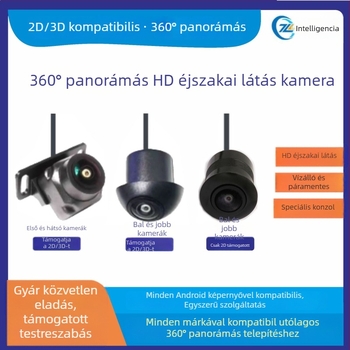Univerzális 360° panoráma kamera — 12V tápegység, 180° állítható szög, 720P/1080P felbontás, AHD videójel, modell ZL-68