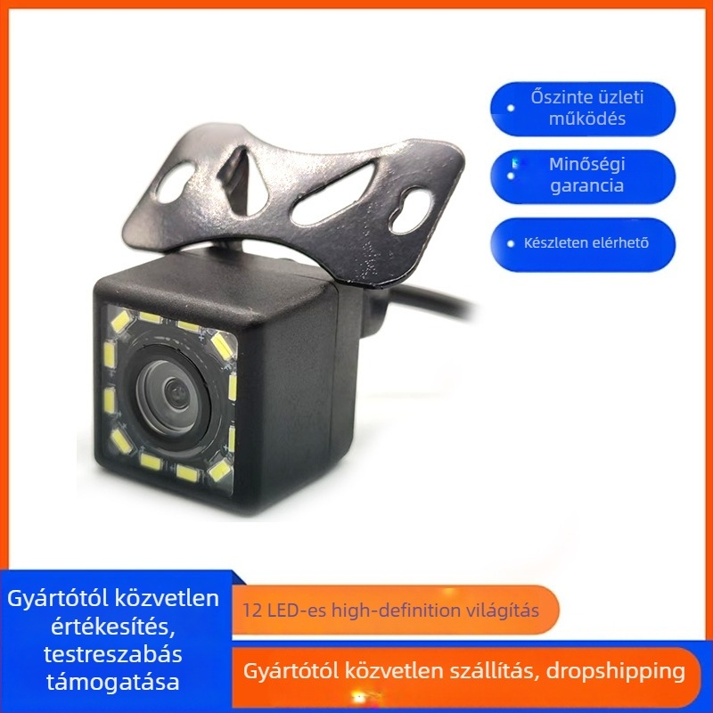 Univerzális pillangó-stílusú autós kamera, 12 LED-del, 170° hátrameneti kamera
