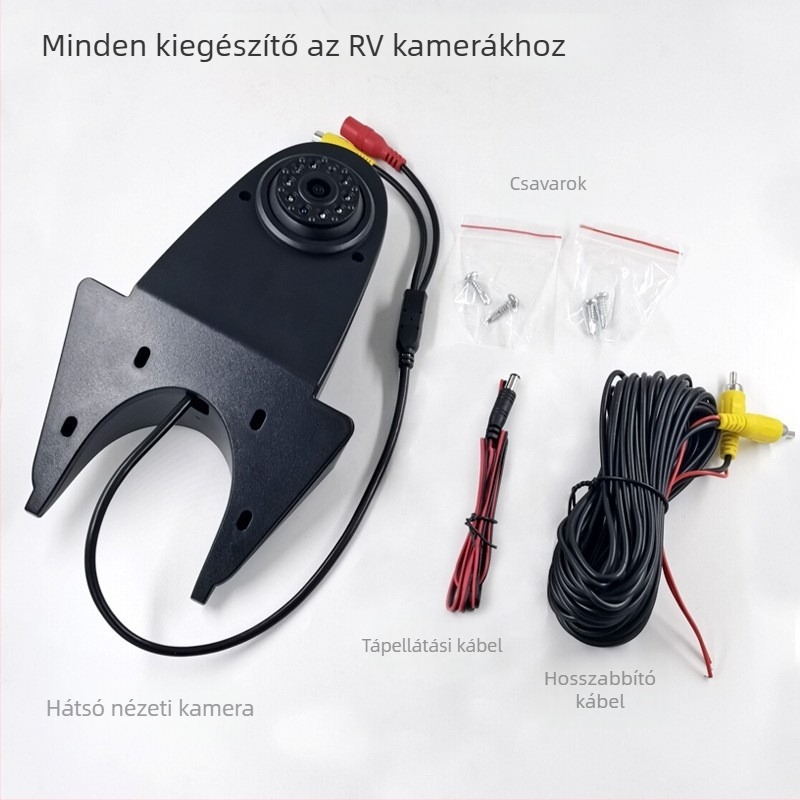 RV hátsó kamera HD éjszakai látással, vízálló, 170° látómező, felbontás 960x576, 12V tápegység