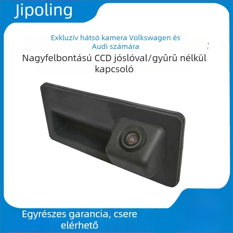 Autóajtó fogantyú hátsó nézet kamera – VW/Skoda/Audi kompatibilis, 12V, 170°-os állítható szög, 720x576 felbontás, AV-kimenet, tükrözött kép