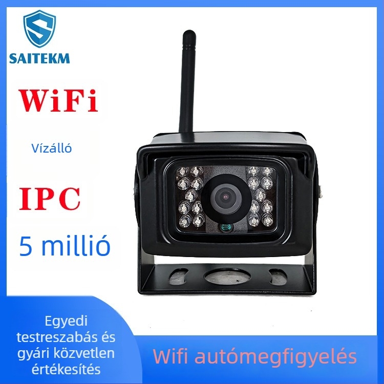 Járműre szerelt WiFi vízálló kamera, széles látószög, 1080P, IP67, 12V tápegység (DC/RJ45)