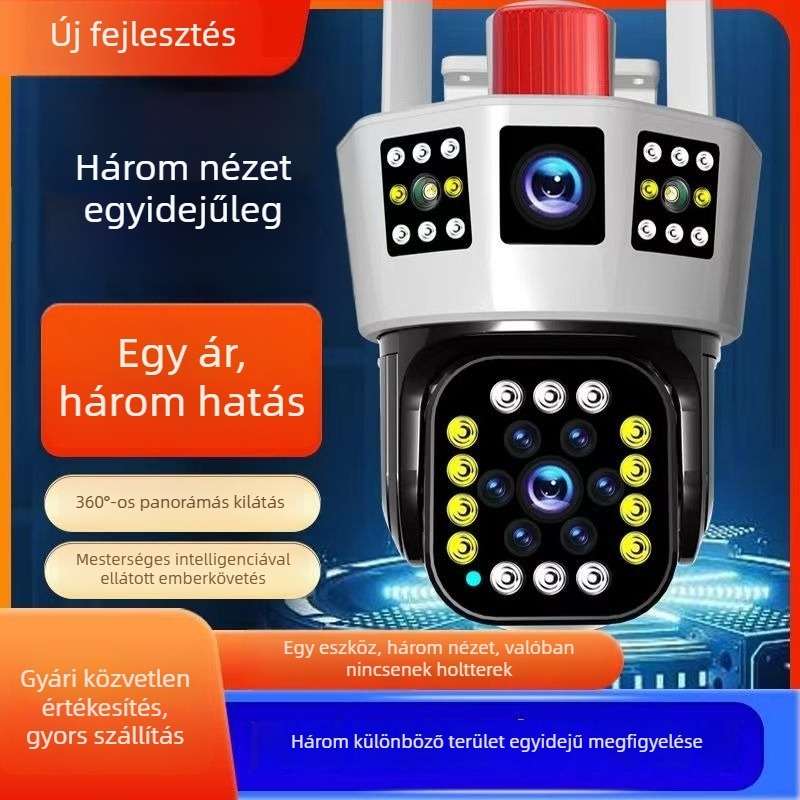 Kültéri háromlencsés megfigyelő kamera WiFi és 4G-vel, 1080p infravörös éjszakai látás, 3,6 mm objektív, 2 MP szenzor