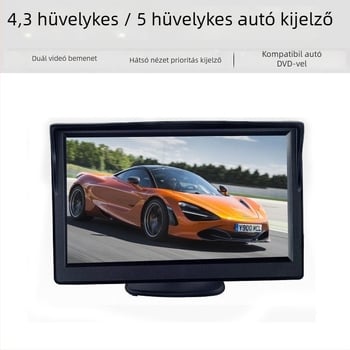 Autó hátsó kamera kijelzővel, 2,4G vezeték nélküli modul, infravörös rendszámtábla-kamera, tolató kép, 120° látószög, 480x272 felbontás